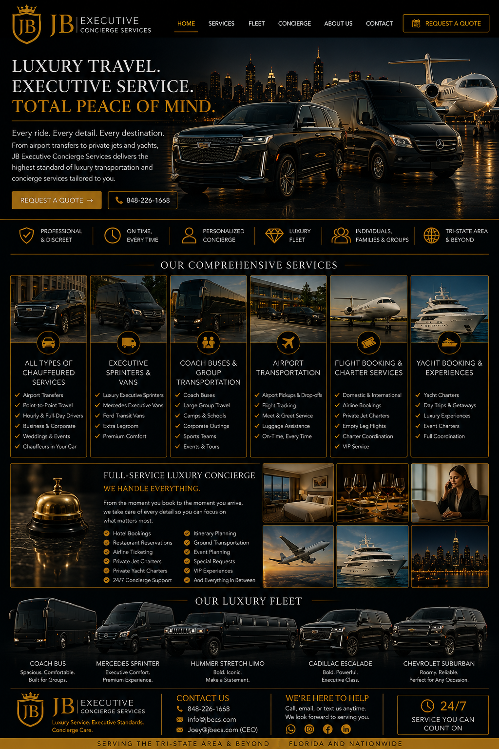 JB Executive Concierge Services approved website landing page design